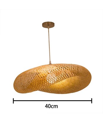 Suspension rotin et bambou ovale ajourée câble doré acheter