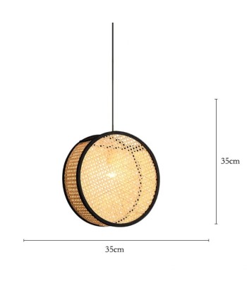 Suspension ronde cannage en rotin moderne liserés noirs livraison gratuite