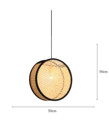 Suspension ronde cannage en rotin moderne liserés noirs livraison gratuite