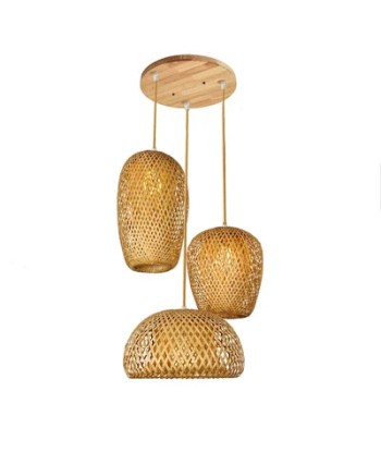 Suspension rotin et bambou 3 lampes dépareillées Comparez et commandez 