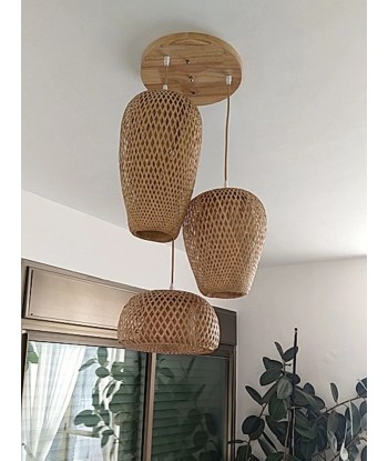 Suspension rotin et bambou 3 lampes dépareillées Comparez et commandez 