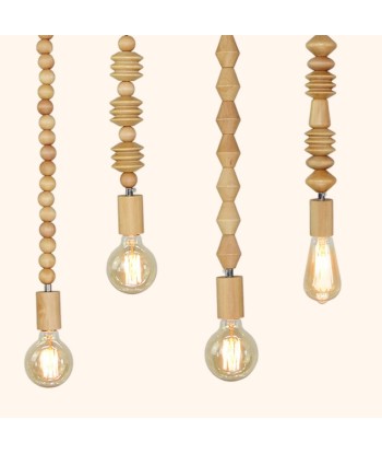 Suspension bois scandinave perles formes géométriques en ligne