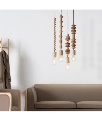 Suspension bois scandinave perles formes géométriques en ligne