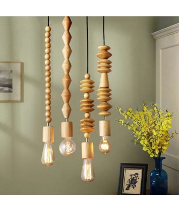 Suspension bois scandinave perles formes géométriques en ligne