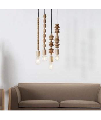 Suspension bois scandinave perles formes géométriques en ligne