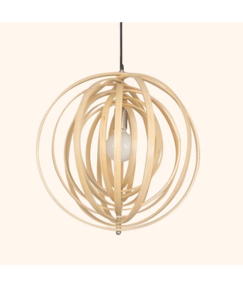 Suspension bois boule anneaux design moderne pas chere