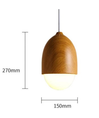 Suspension bois globe allongé design scandinave le des métaux précieux