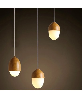 Suspension bois globe allongé design scandinave le des métaux précieux