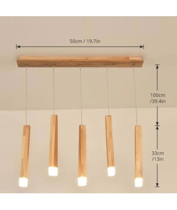 Suspension bois torches multiples design scandinave rembourrage situé sous