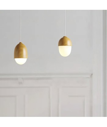 Suspension bois globe allongé design scandinave le des métaux précieux