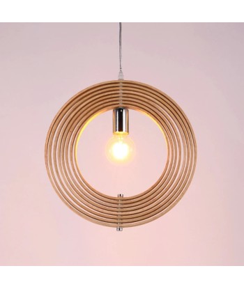 Suspension bois boule anneaux design moderne pas chere