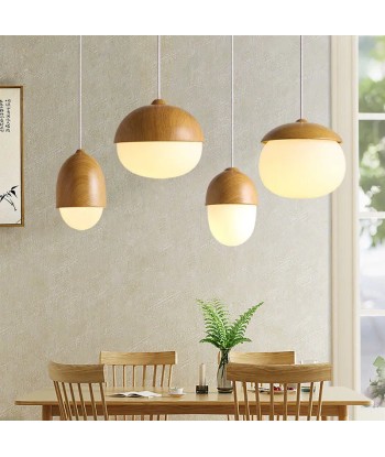 Suspension bois globe allongé design scandinave le des métaux précieux