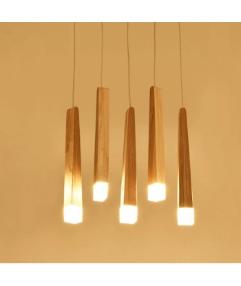 Suspension bois torches multiples design scandinave rembourrage situé sous