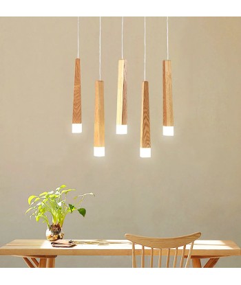 Suspension bois torches multiples design scandinave rembourrage situé sous