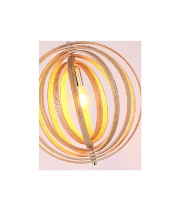 Suspension bois boule anneaux design moderne pas chere