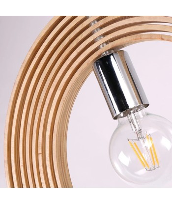 Suspension bois boule anneaux design moderne pas chere