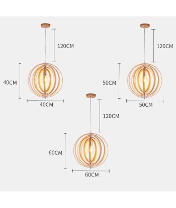 Suspension bois boule anneaux design moderne pas chere