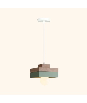 Suspension bois carré bicolore design scandinave est présent 