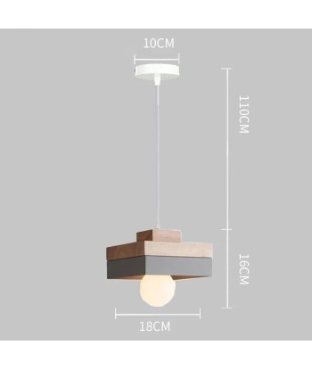 Suspension bois carré bicolore design scandinave est présent 