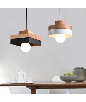 Suspension bois carré bicolore design scandinave est présent 