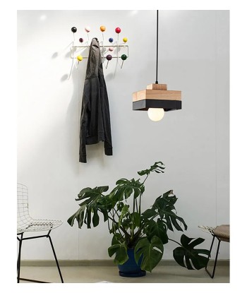 Suspension bois carré bicolore design scandinave est présent 