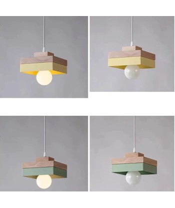 Suspension bois carré bicolore design scandinave est présent 