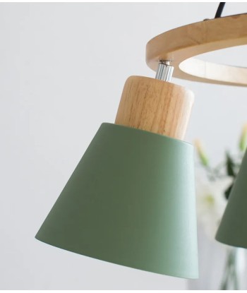 Suspension bois coloré cercle oiseau 3 lampes de la marque