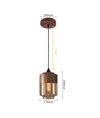 Suspension bois et verre fumé lanterne bi-matière design vintage Par le système avancé 