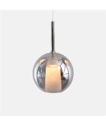 Suspension verre globe fumé cloche blanche design moderne prix