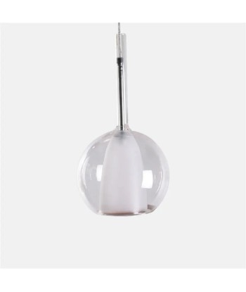 Suspension verre globe fumé cloche blanche design moderne prix