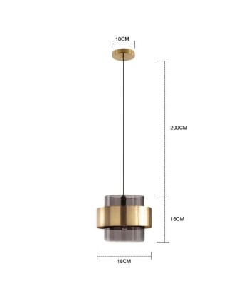 Suspension cylindres verre fumé et laiton design art déco shop