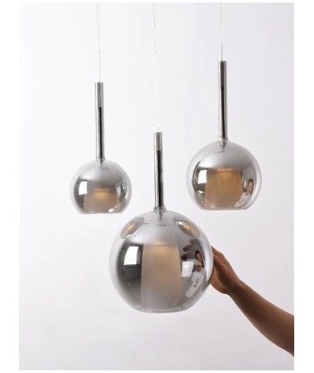 Suspension verre globe fumé cloche blanche design moderne prix