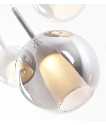 Suspension verre globe fumé cloche blanche design moderne prix