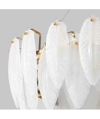 Suspension anneau plumes blanches en verre design bohème sur le site 