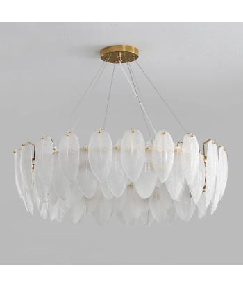 Suspension anneau plumes blanches en verre design bohème sur le site 