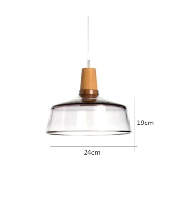 Suspension scandinave minimaliste évasée en verre fumé et bois pour bénéficier 