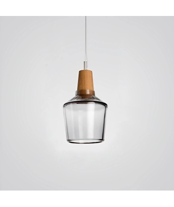 Suspension scandinave minimaliste en verre fumé et bois d'Europe débarque