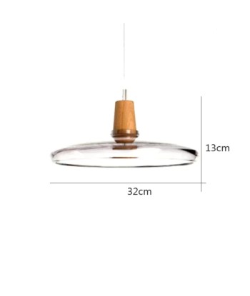 Suspension scandinave minimaliste aplatie en verre fumé et bois est présent 