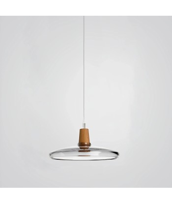 Suspension scandinave minimaliste aplatie en verre fumé et bois est présent 