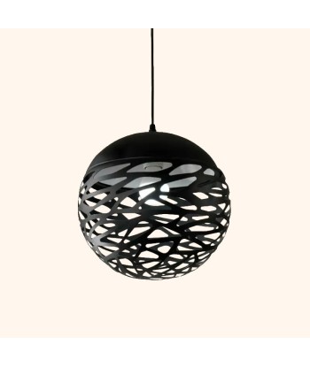 Suspension globe ajouré noir en aluminium design industriel solde