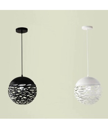 Suspension globe ajouré noir en aluminium design industriel solde