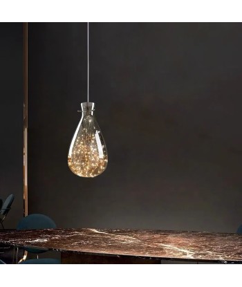 Suspension en verre filaments minis leds forme goutte pour bénéficier 