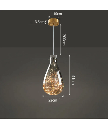 Suspension en verre filaments minis leds forme goutte pour bénéficier 