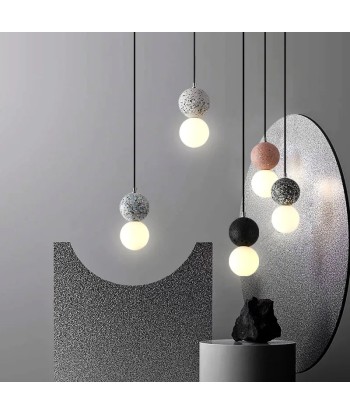 Suspension en verre double globe terrazzo design scandinave paiement sécurisé