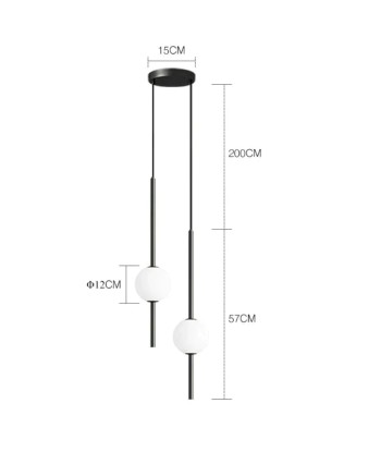 Suspension double tige métallique globe en verre design moderne soldes