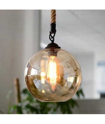 Suspension corde globe en verre design vintage brillant des détails fins