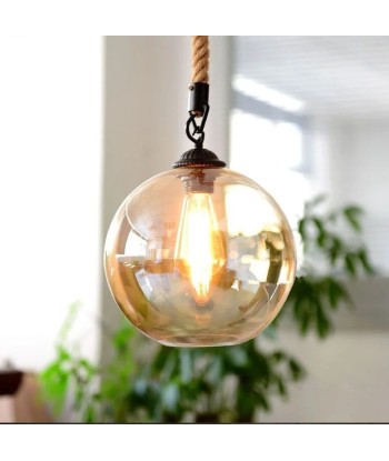 Suspension corde globe en verre design vintage brillant des détails fins