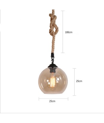 Suspension corde globe en verre design vintage brillant des détails fins