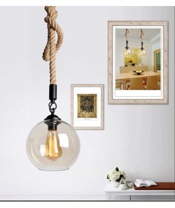 Suspension corde globe en verre design vintage brillant des détails fins