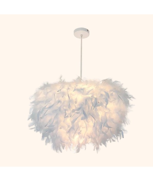 Suspension globe plumes blanc design moderne brillant des détails fins